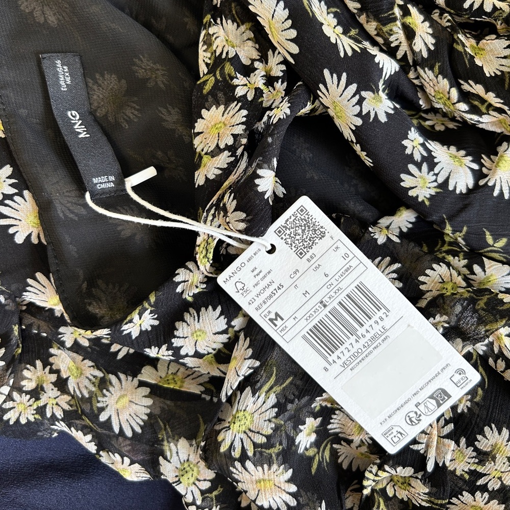 NWT Mango FLORAL-PRINT STRAIGHT-FIT MIDI-DRESS - Picture 7 of 8